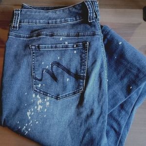 SEVEN by Melissa McCarthy girlfriend jeans, paint splatter, 20W